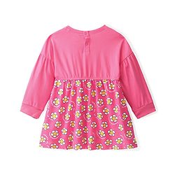 Babyhug 100% Cotton Full Sleeves Frock With Floral Print - Pink - Image 6