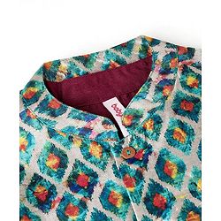 Babyhug 100% Cotton Full Sleeves Kurta Payjama Set With Waistcoat Kite Print - Purple & Blue - Image 71