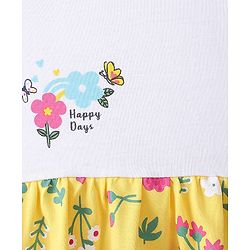 Babyhug 100% Cotton Half Sleeves Frock & Bloomer With Floral Print - Yellow - Image 14