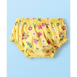 Babyhug 100% Cotton Half Sleeves Frock & Bloomer With Floral Print - Yellow - Image 5