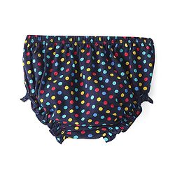 Babyhug 100% Cotton Knit Full Sleeves Frock & Bloomer With Polka Dots Print - Navy Blue - Image 12