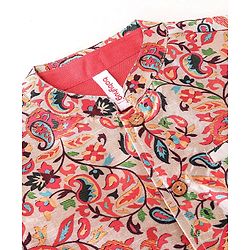 Babyhug 100% Cotton Knit Full Sleeves Kurta Pyjama Set with Printed Jacket - Peach - Image 19