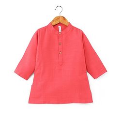 Babyhug 100% Cotton Knit Full Sleeves Kurta Pyjama Set with Printed Jacket - Peach - Image 65