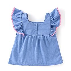 Babyhug 100% Cotton Knit Full Sleeves With Top & Leggings Floral Embroidery - Purple & Pink - Image 3