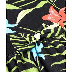 Babyhug 100% Cotton Knit Half Sleeves Frock with Tropical Print - Multicolour - Image 5