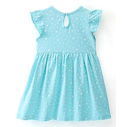 Babyhug 100% Cotton Knit Short Sleeves Frock With Penguin Print Pack Of 3 - Pink Peach & Blue - Image 7