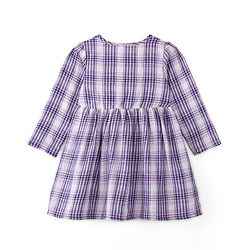 Babyhug 100% Cotton Single Jersey Knit Full Sleeves Yarn Dyed Checkered Frock With Attached Shrug - Purple Blue & White - Image 8
