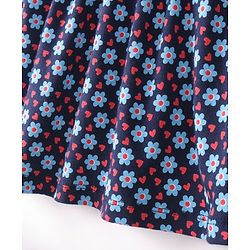 Babyhug 100% Cotton Single Jersey Knit Half Sleeves Frock With Bloomer Floral Print - Navy Blue - Image 6