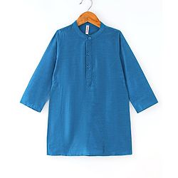 Babyhug 100% Cotton Woven Full Sleeves Kurta & Pyjama Set With Mirror Embroidered Jacket - Navy Blue - Image 10