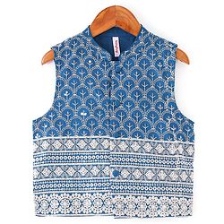 Babyhug 100% Cotton Woven Full Sleeves Kurta & Pyjama Set With Mirror Embroidered Jacket - Navy Blue - Image 5