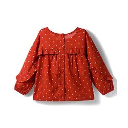 Babyhug 100% Cotton Woven Top with Polka Dot & Frill Detailing- Rust Orange - Image 10
