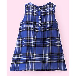 Babyhug 100% Cotton Woven Yarn Dyed Full Sleeves Inner Tee with Dress Checkered with Bow Applique - Blue & White - Image 12