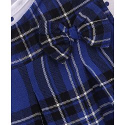 Babyhug 100% Cotton Woven Yarn Dyed Full Sleeves Inner Tee with Dress Checkered with Bow Applique - Blue & White - Image 6