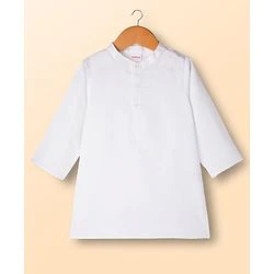 Babyhug Cambric Woven Full Sleeves Kurta Dhoti Set with Jacket & Floral Print - White - Image 36