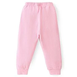 Babyhug Cotton Full Length Thermal Leggings Solid Colour - Pink - Image 11