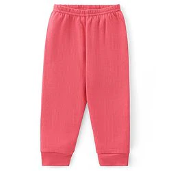 Babyhug Cotton Full Length Thermal Leggings Solid- Pink - Image 4