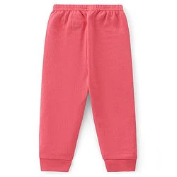 Babyhug Cotton Full Length Thermal Leggings Solid- Pink - Image 5