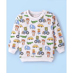 Babyhug Cotton Full Sleeves Graphic Tiger Print Sweatshirts Pack of  2 - White Melange & Yellow - Image 11