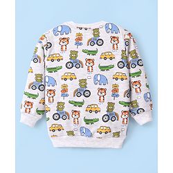 Babyhug Cotton Full Sleeves Graphic Tiger Print Sweatshirts Pack of  2 - White Melange & Yellow - Image 12