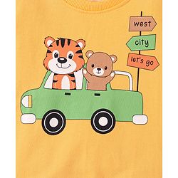 Babyhug Cotton Full Sleeves Graphic Tiger Print Sweatshirts Pack of  2 - White Melange & Yellow - Image 6