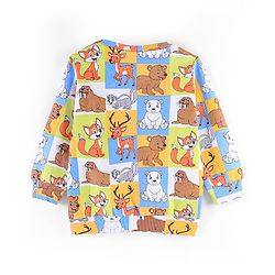 Babyhug Cotton Full Sleeves Sweatshirt Fox & Deer Print- Blue Green & Yellow - Image 12