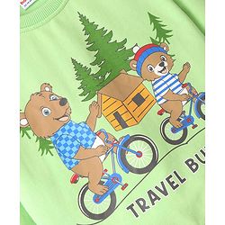 Babyhug Cotton Full Sleeves Sweatshirt With Bear Graphics- Light Green - Image 11
