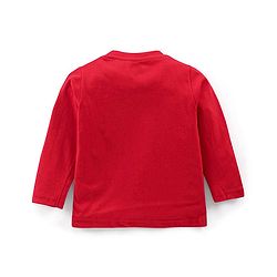 Babyhug Cotton Knit Full Sleeves Bear Print Night Suit - Red - Image 9