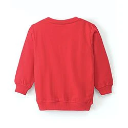 Babyhug Cotton Knit Full Sleeves Brushed Fleece Sweatshirt With Teddy Graphics & Applique Detailing - Red - Image 10