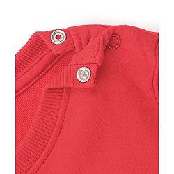 Babyhug Cotton Knit Full Sleeves Brushed Fleece Sweatshirt With Teddy Graphics & Applique Detailing - Red - Image 4