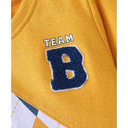Babyhug Cotton Knit Full Sleeves Cut & Sew Printed with Terry Embroidery Detailing Sweatshirt - Yellow - Image 3