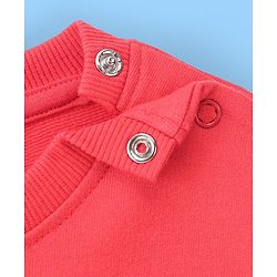 Babyhug Cotton Knit Full Sleeves Cut & Sew with Text Graphics Sweatshirt  - Red & Grey - Image 10