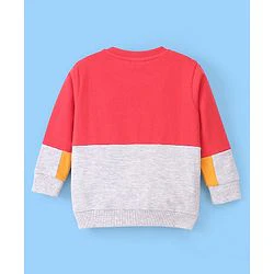 Babyhug Cotton Knit Full Sleeves Cut & Sew with Text Graphics Sweatshirt  - Red & Grey - Image 12