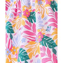 Babyhug Cotton Knit Full Sleeves Frock Leafy Print - Multicolor - Image 11
