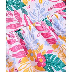 Babyhug Cotton Knit Full Sleeves Frock Leafy Print - Multicolor - Image 20