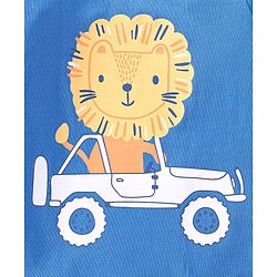 Babyhug Cotton Knit Full Sleeves Lion Printed Night Suit - Blue - Image 6