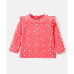 Babyhug Cotton Knit Full Sleeves Top with Floral & Polka Dots Print Pack of 3 - Pink Blue & Dark Pink - Image 11