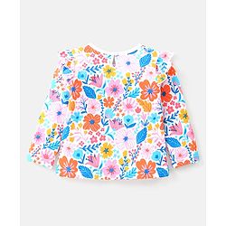 Babyhug Cotton Knit Full Sleeves Top with Floral & Polka Dots Print Pack of 3 - Pink Blue & Dark Pink - Image 14