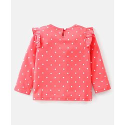 Babyhug Cotton Knit Full Sleeves Top with Floral & Polka Dots Print Pack of 3 - Pink Blue & Dark Pink - Image 5