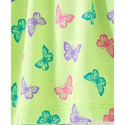 Babyhug Cotton Knit Half Sleeves Frock with Bloomer & Headband Butterfly Printed - Green - Image 8
