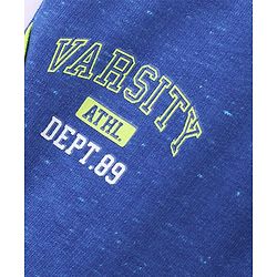 Babyhug Cotton Looper Knit Full Length Lounge Pant Text Printed - Blue - Image 6