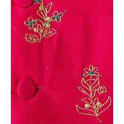 Babyhug Cotton Woven Full Sleeves Kurta Dhoti Set with Borcade Jacket & Floral Embroidery - Teal Blue - Image 20