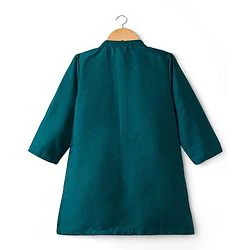 Babyhug Cotton Woven Full Sleeves Kurta Dhoti Set with Borcade Jacket & Floral Embroidery - Teal Blue - Image 6