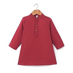 Babyhug Cotton Woven Full Sleeves Solid Kurta & Pajama Set with Floral Print Jacket - Red & Yellow - Image 13
