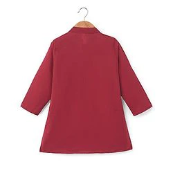 Babyhug Cotton Woven Full Sleeves Solid Kurta & Pajama Set with Floral Print Jacket - Red & Yellow - Image 14