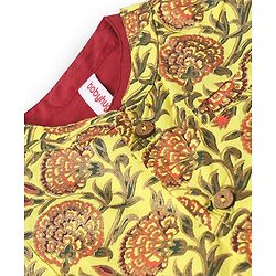Babyhug Cotton Woven Full Sleeves Solid Kurta & Pajama Set with Floral Print Jacket - Red & Yellow - Image 19