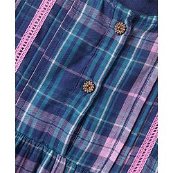 Babyhug Cotton Woven Full Sleeves Yard Dyed Checkered Frock - Blue - Image 3