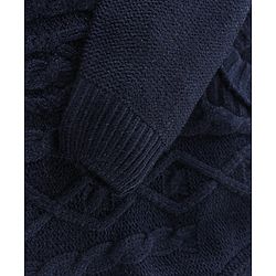 Babyhug Full Sleeves Sweater with Cable Knit Design - Navy - Image 10