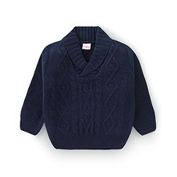 Babyhug Full Sleeves Sweater with Cable Knit Design - Navy - Image 6