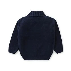 Babyhug Full Sleeves Sweater with Cable Knit Design - Navy - Image 7