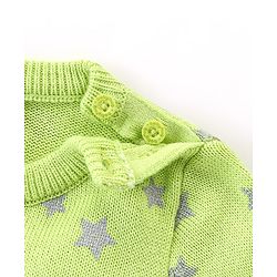 Babyhug Knit Full Sleeves Sweater With Star Print - Green - Image 4
